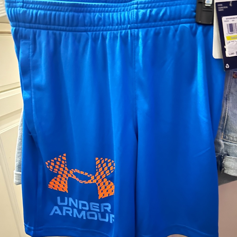 Under Armour Kids Blue Shorts with Orange Logo